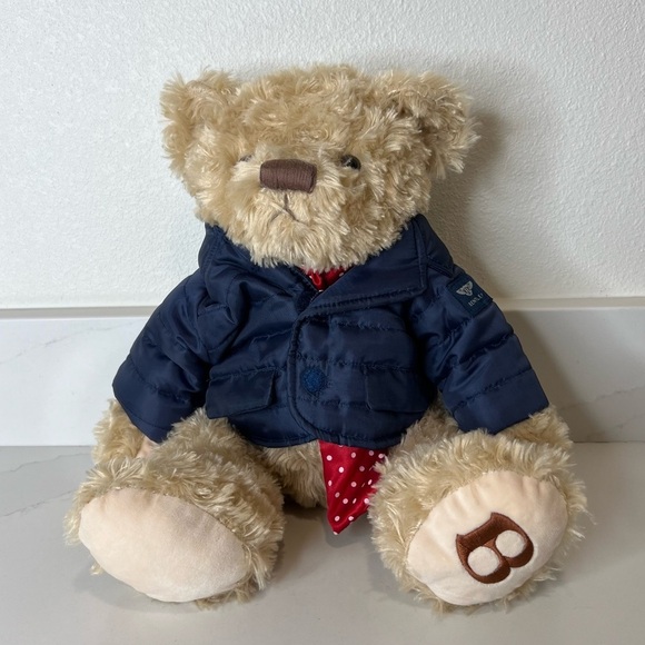 NWT Bentley Heritage Bear Plush 13" Beige with Blue Jacket & Red Polka Dot Tie - Picture 1 of 14